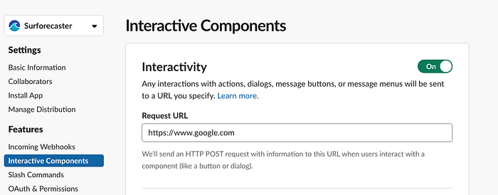 Interactive components configuration