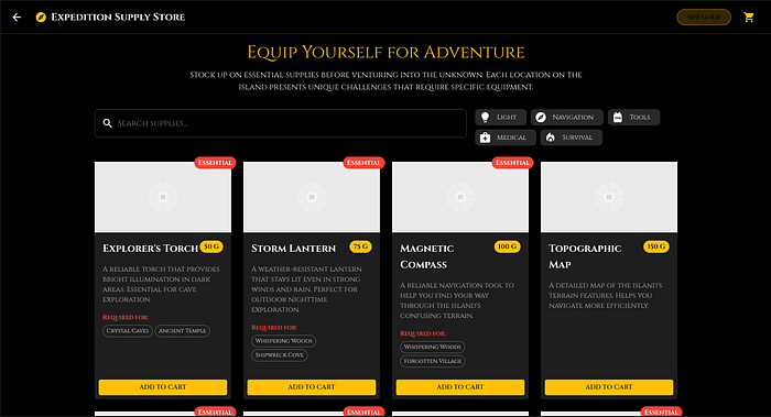 Supply Store page