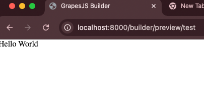 Hello World being rendered by the new page