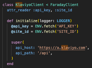 Faraday Client for Klaviyo initialization