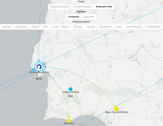 Geographic Map zoomed in Portugal