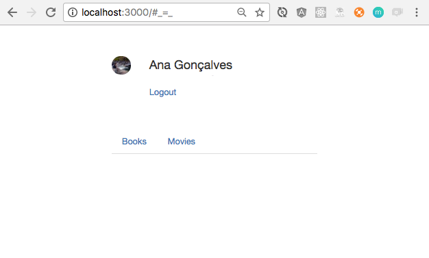 Login screen — Facebook dialog — User homepage